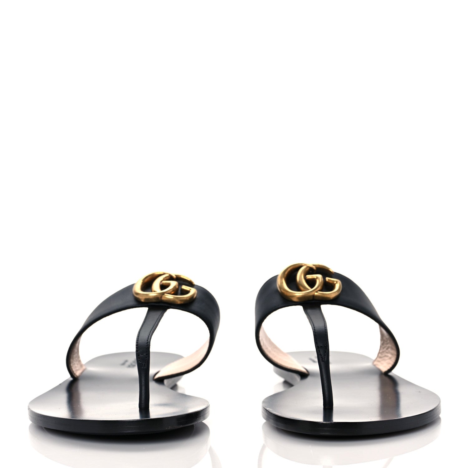 Gucci Calfskin GG Marmont Thong Sandals 39.5 Black 2 of 7