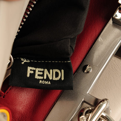 Fendi Vitello Seta Burro Medium Peekaboo Iconic Satchel Grigio Polvere Mattone 8 of 9