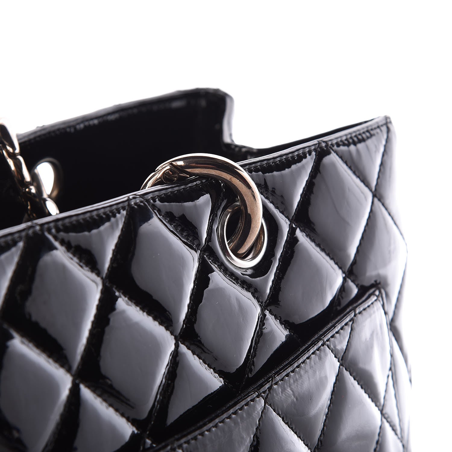 Chanel Patent Quilted Grand Shopping Tote GST Black 15 of 19