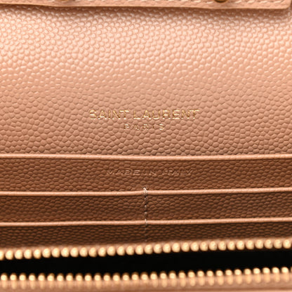 Saint Laurent Grain De Poudre Matelasse Chevron Monogram Chain Wallet Cork 6 of 10