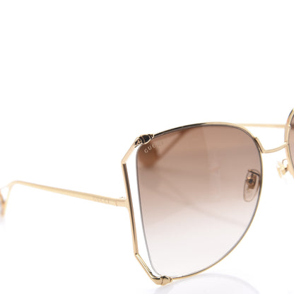 Gucci Oversized Round Sunglasses GG0252S Gold Brown 7 of 7
