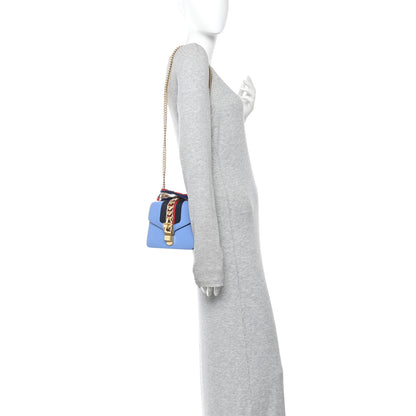 Gucci Calfskin Mini Sylvie Chain Shoulder Bag Clear Sky Blue 2 of 15