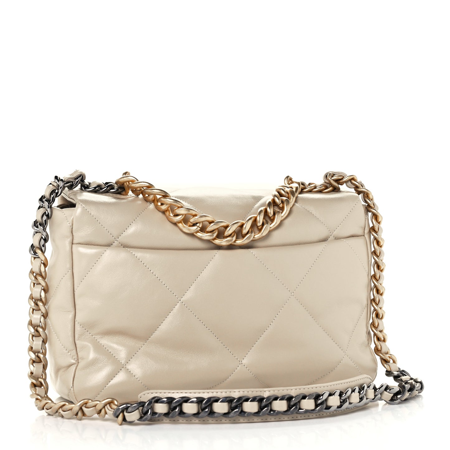 Lambskin Quilted Large Chanel 19 Flap Beige