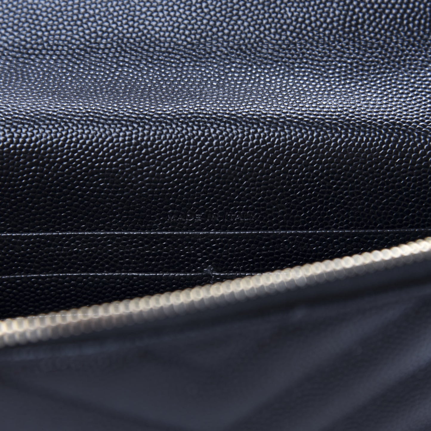 Grain De Poudre Matelasse Chevron Monogram Envelope Chain Wallet Black