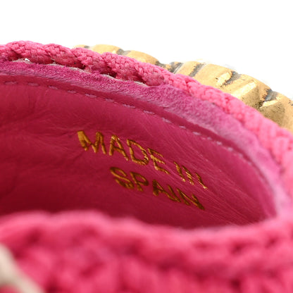 Gucci Cotton Crochet Pearly GG Ankle Wrap Platform Espadrille Wedges 36 Cyclamen Rose 9 of 12