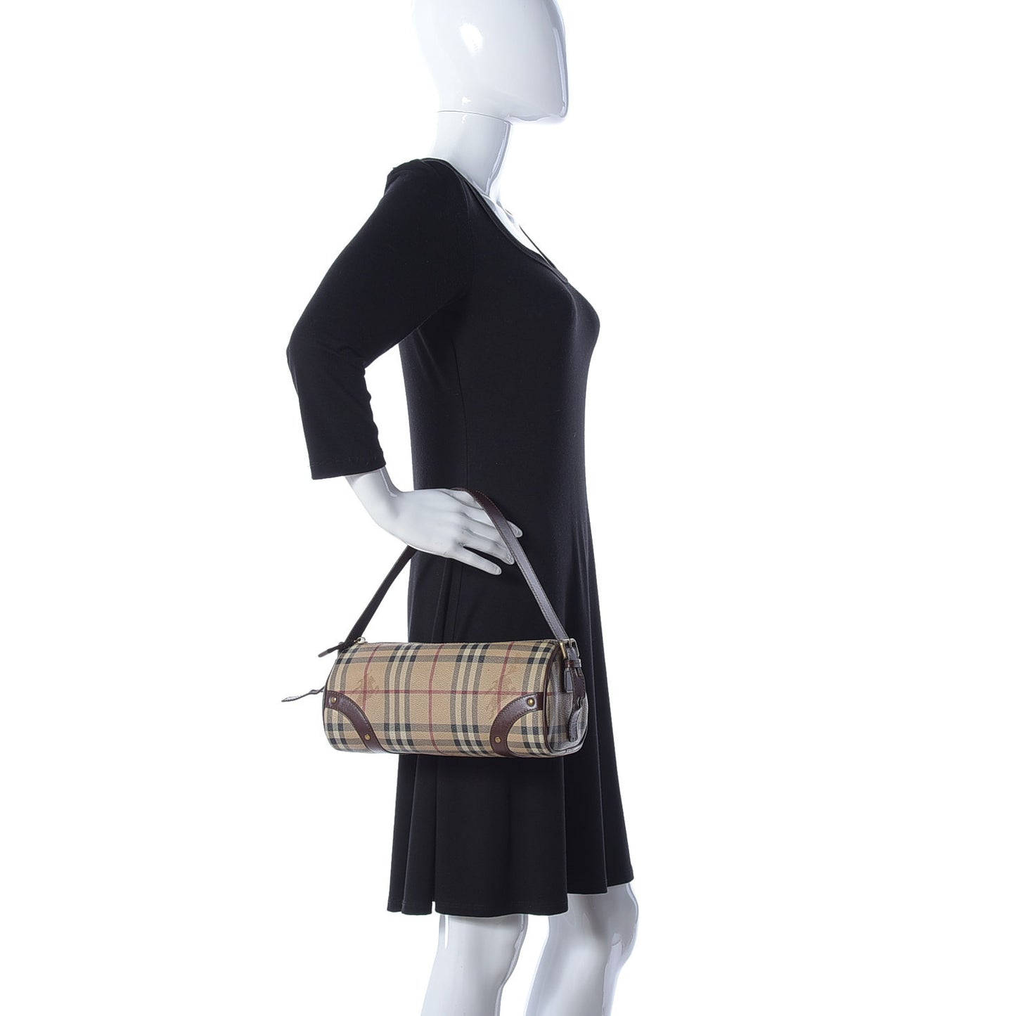 Haymarket Check Studded Barrel Bag Chocolate