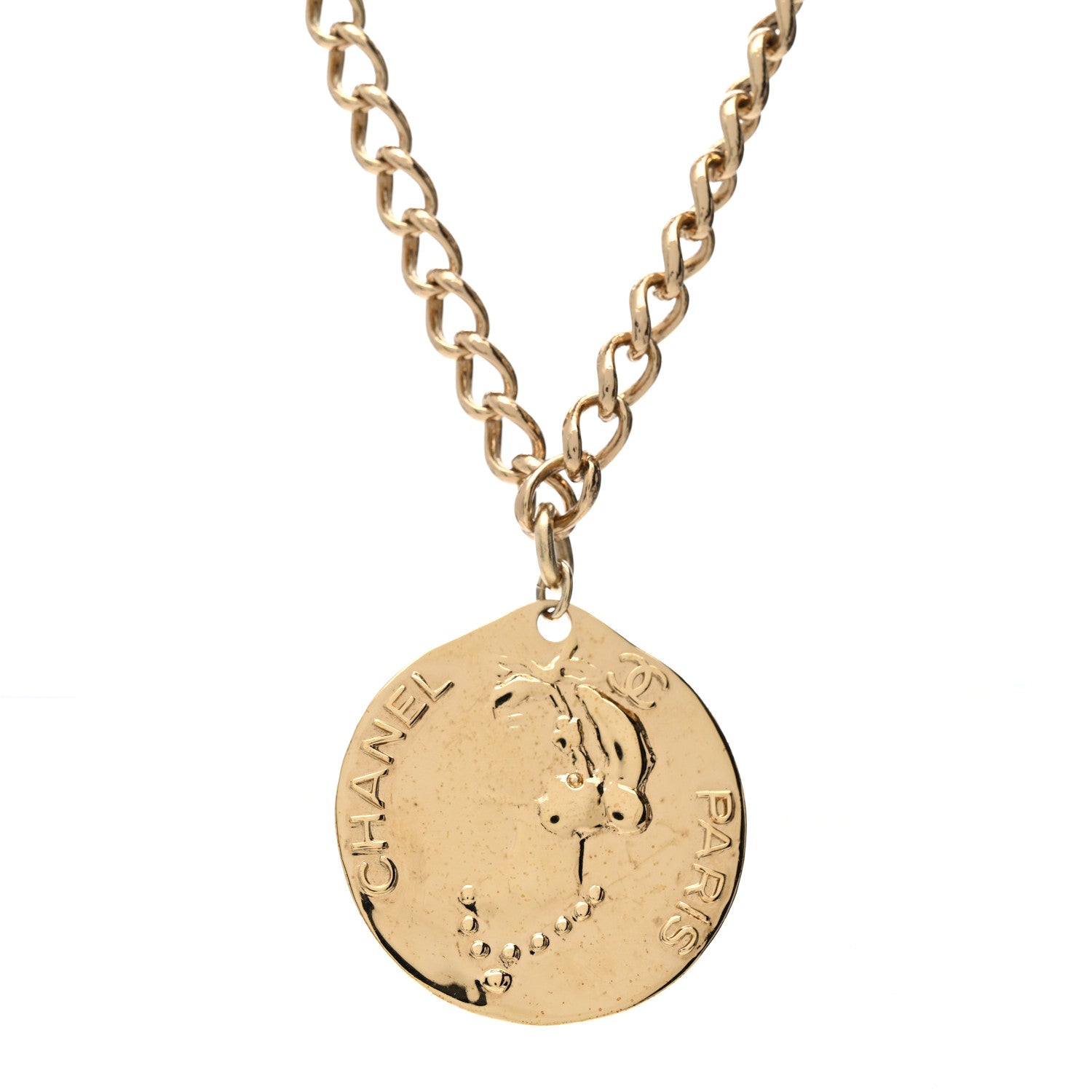 Chanel Lambskin CC Chain Reversible Pendant Necklace Gold Black 4 of 6