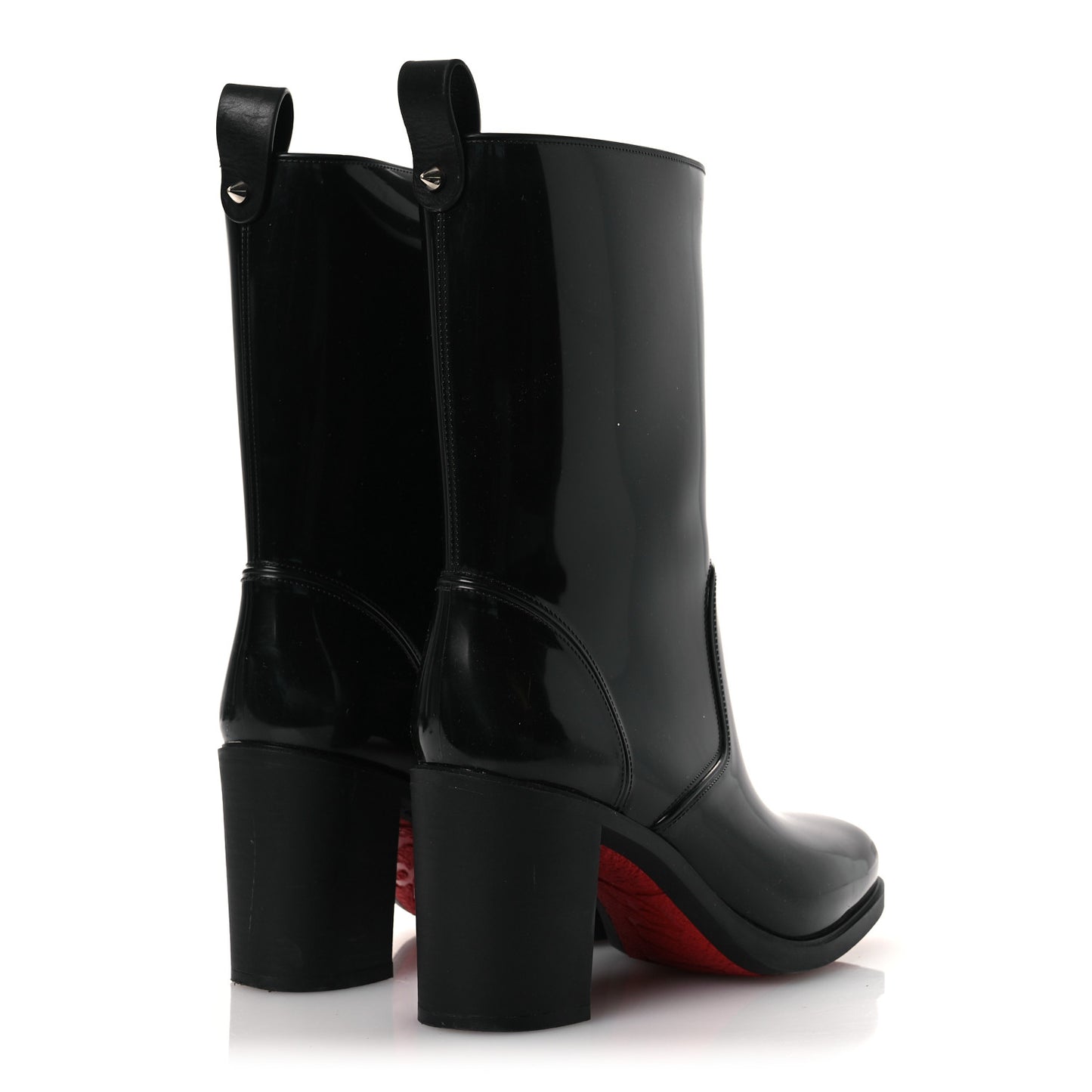Recycled PVC Calfskin Loubirain 70 Boots 37 Black