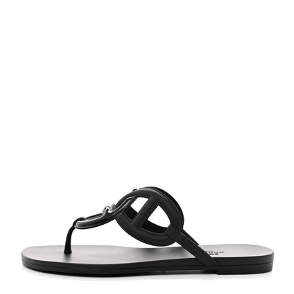 Hermes Rubber Womens Egerie Sandals 36 Black 1 of 9