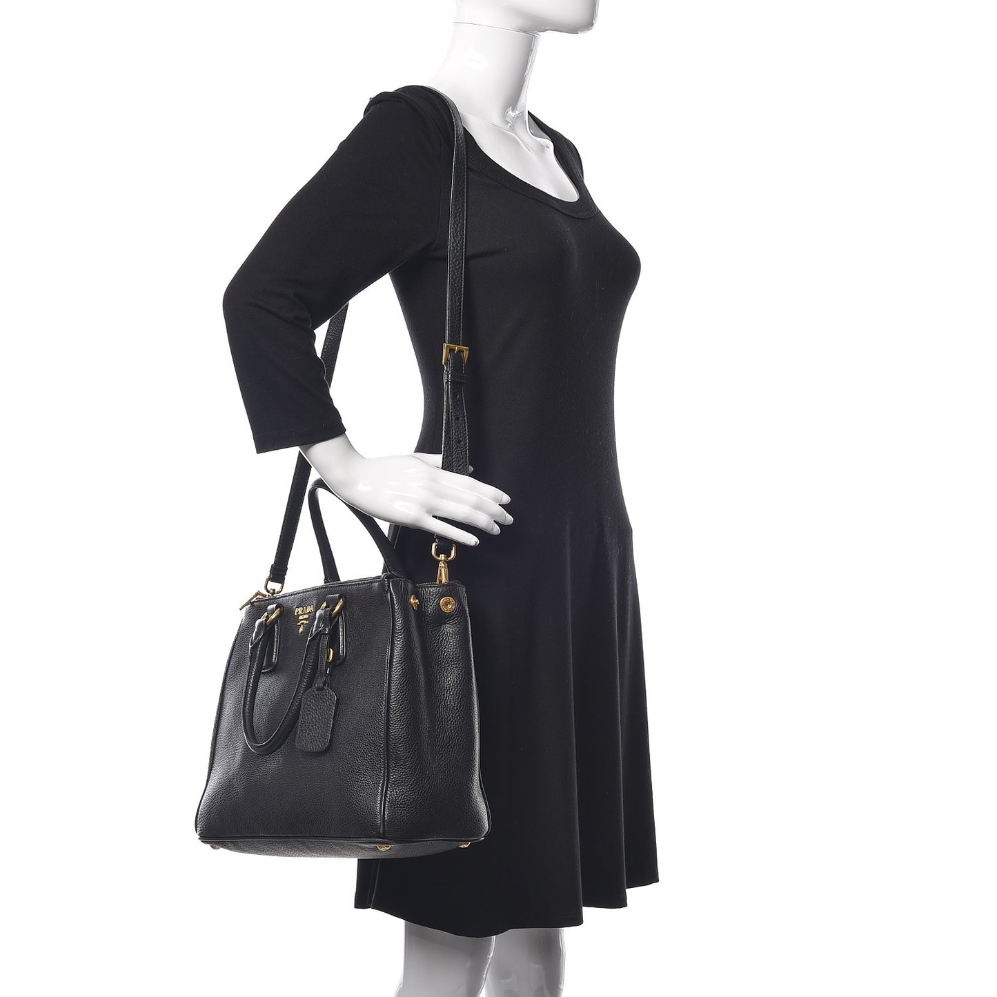 Vitello Daino Large Double Zip Tote Nero Black