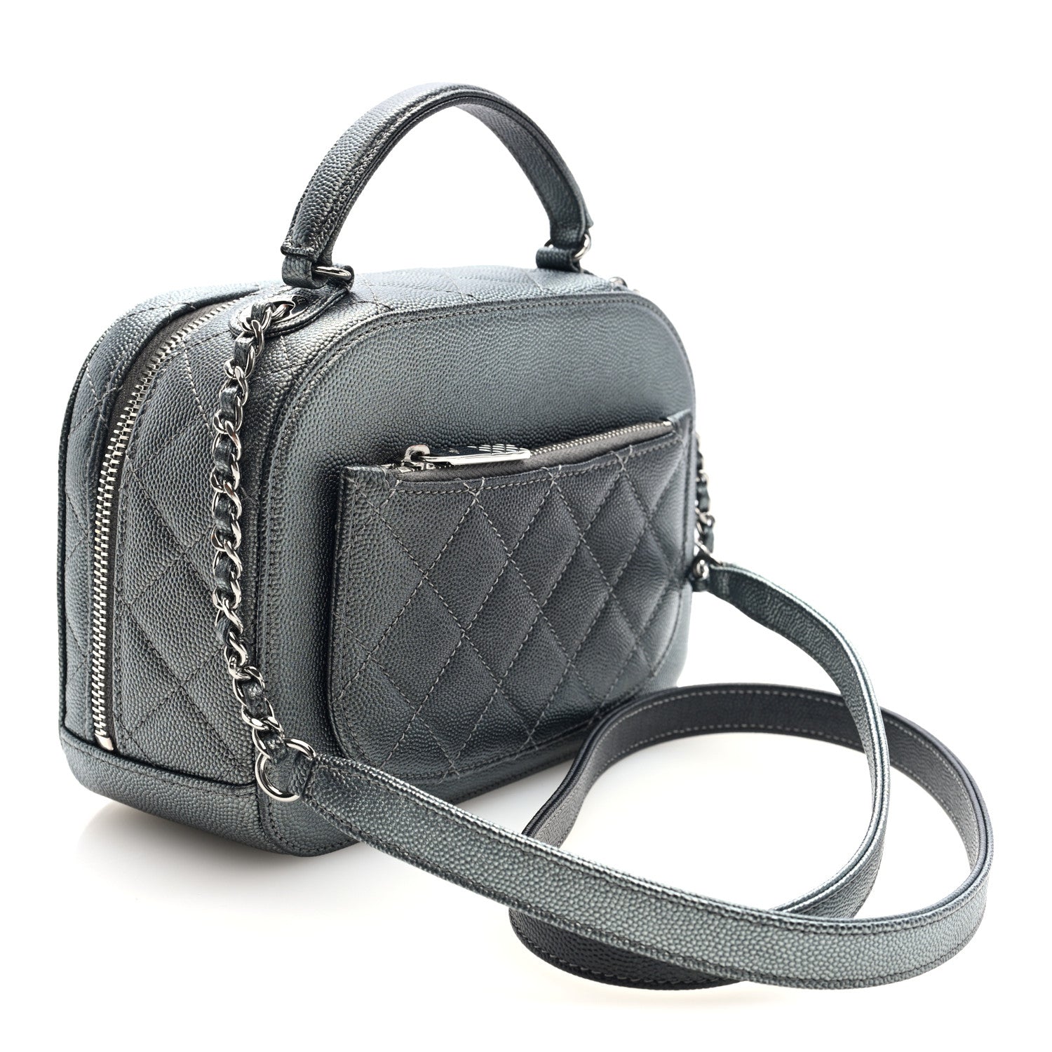 Chanel Metallic Caviar Small Coco Curve Vanity Bag Black Ruthenium 4 of 19