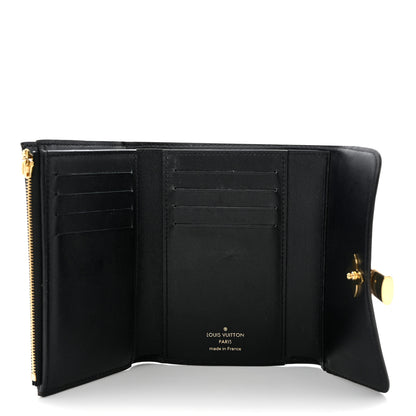 Louis Vuitton Monogram Flower Lock Compact Wallet Black 5 of 12
