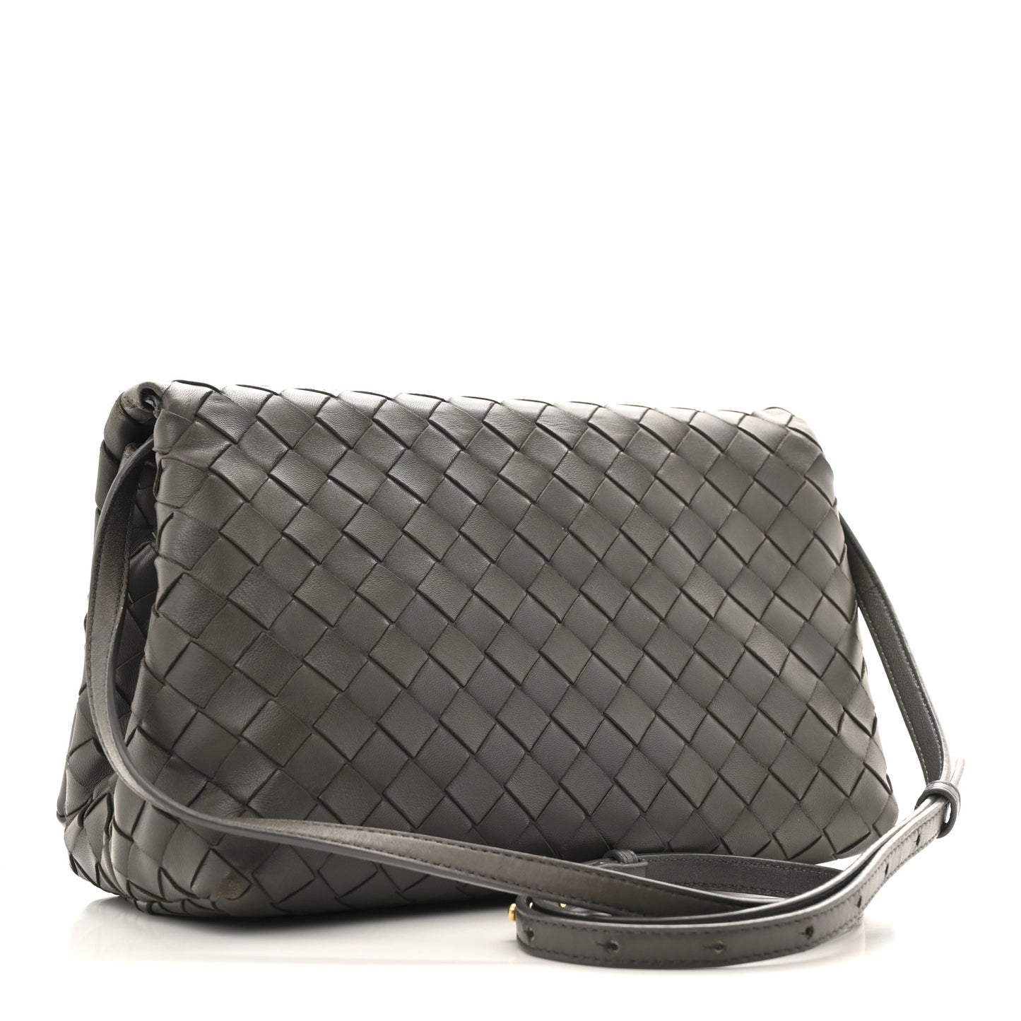Nappa Intrecciato Crossbody Messenger Flap Light Grey