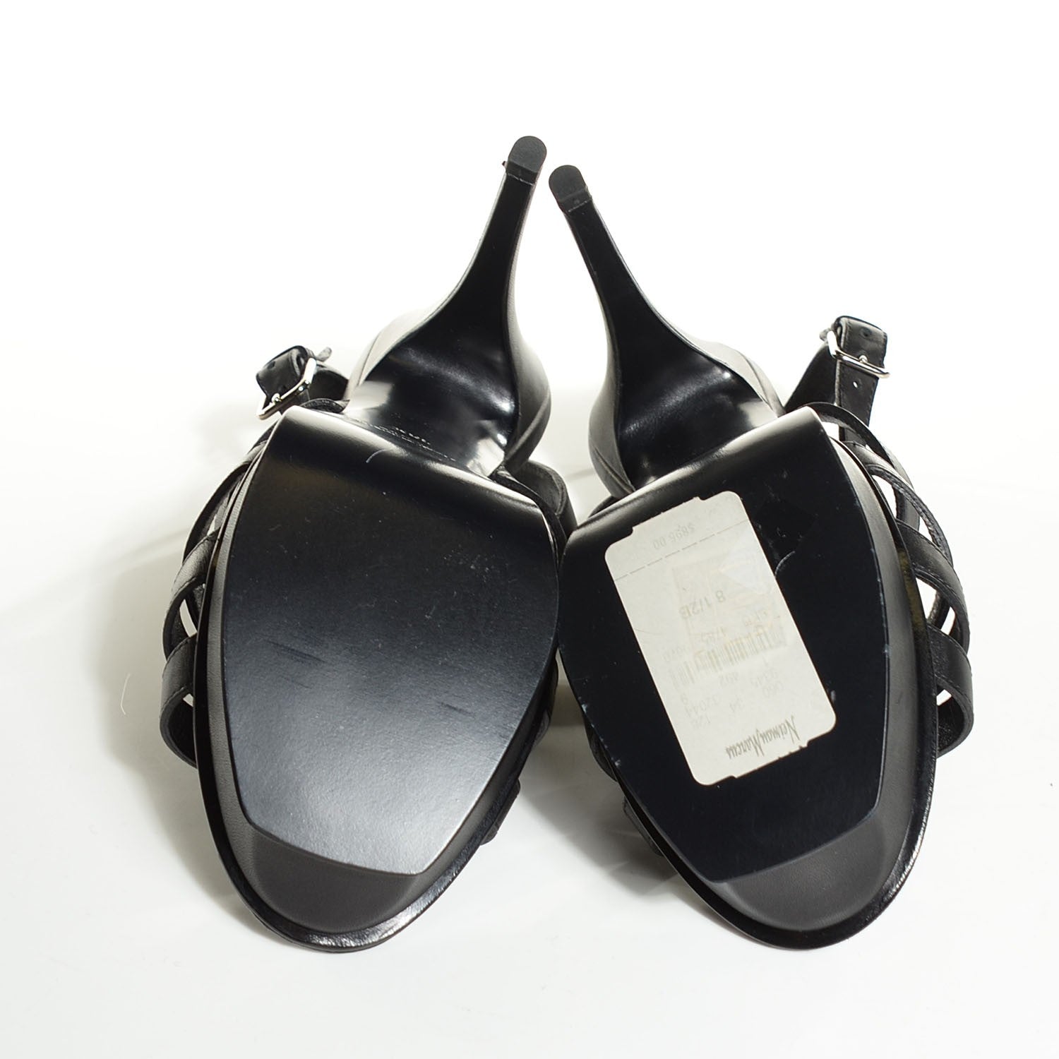 Saint Laurent Calfskin New Riveg 105 Platform Sandals 38.5 Black 5 of 7