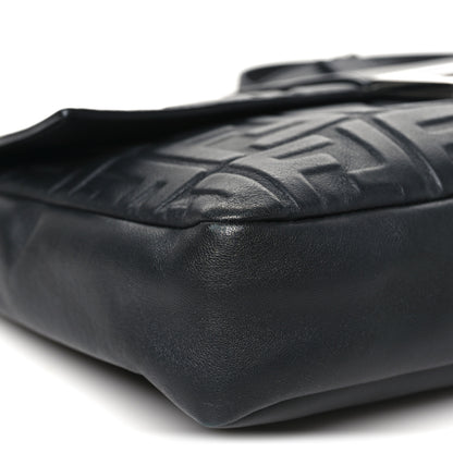 Fendi Nappa FF 1974 Embossed Large Baguette Black 9 of 11