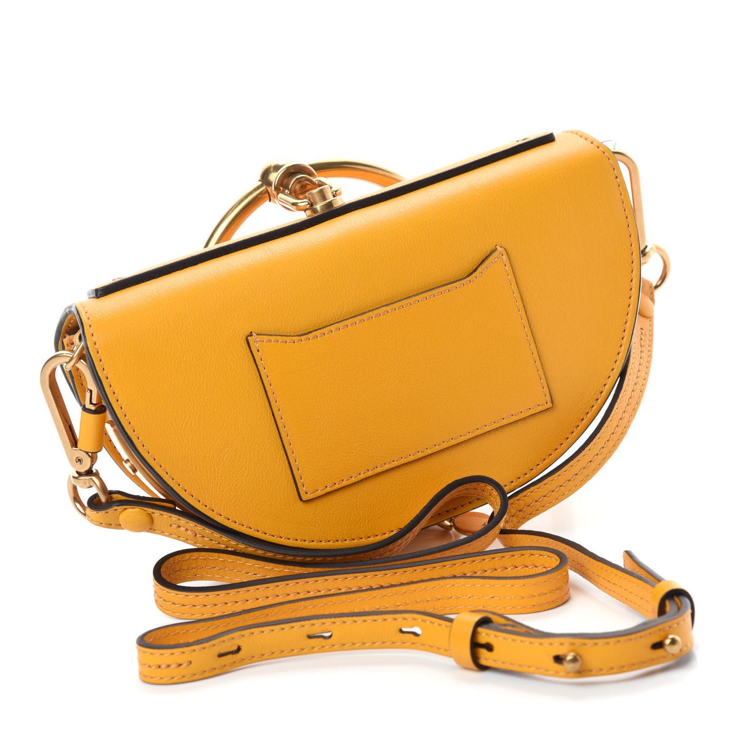 Calfskin Small Nile Bracelet Minaudiere Bag Dark Ochre