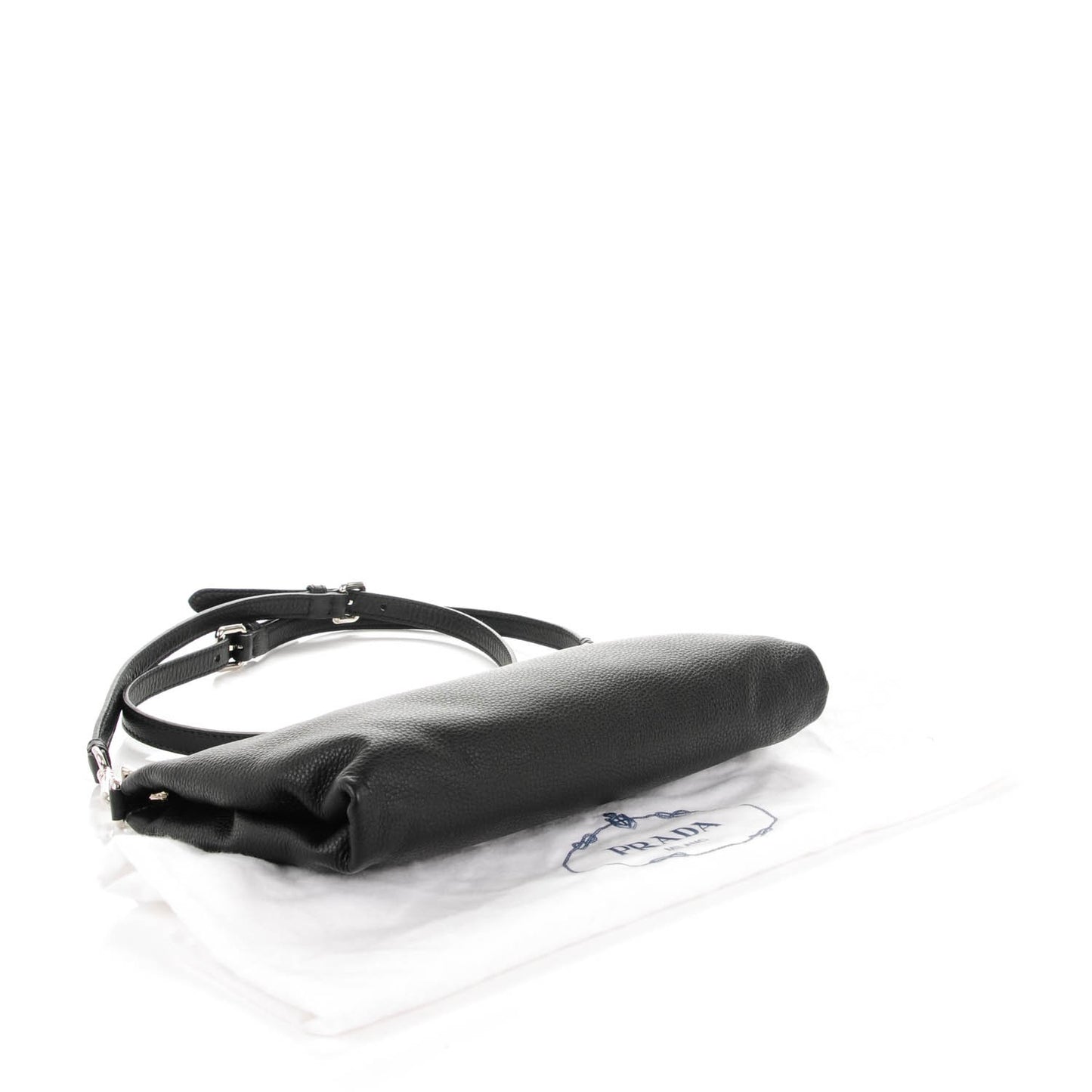 Vitello Daino Zippered Crossbody Bag Black