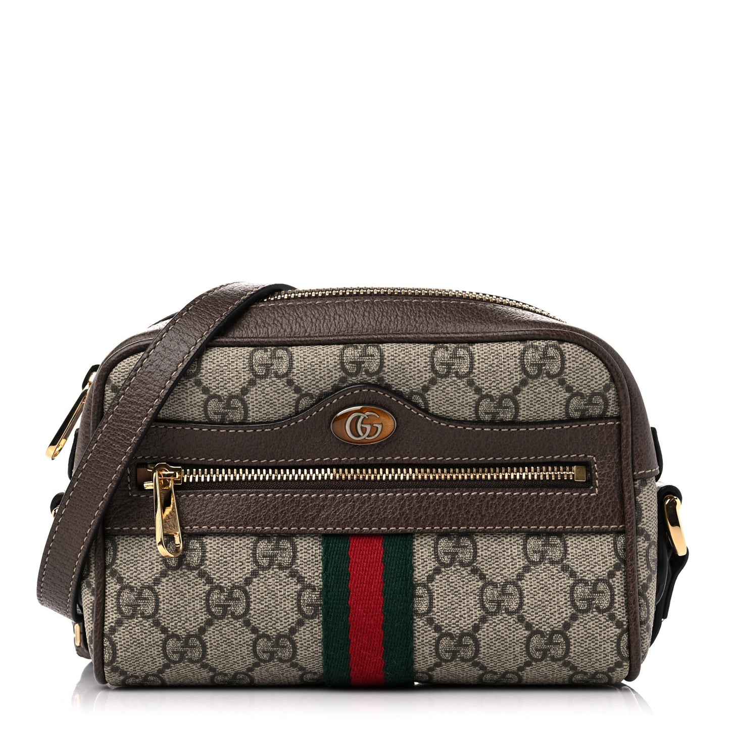 GG Supreme Monogram Web Mini Ophidia Shoulder Bag Brown