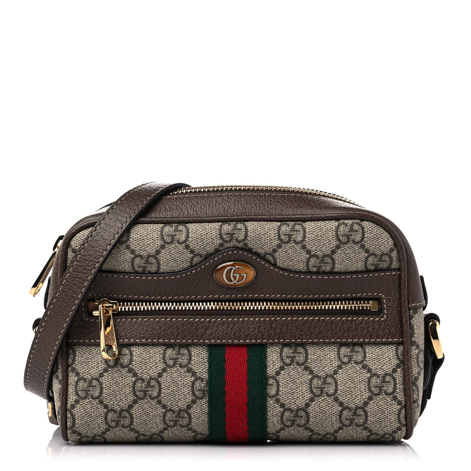Gucci GG Supreme Monogram Web Mini Ophidia Shoulder Bag Brown 1 of 9