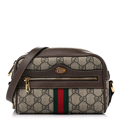 Gucci GG Supreme Monogram Web Mini Ophidia Shoulder Bag Brown 1 of 9