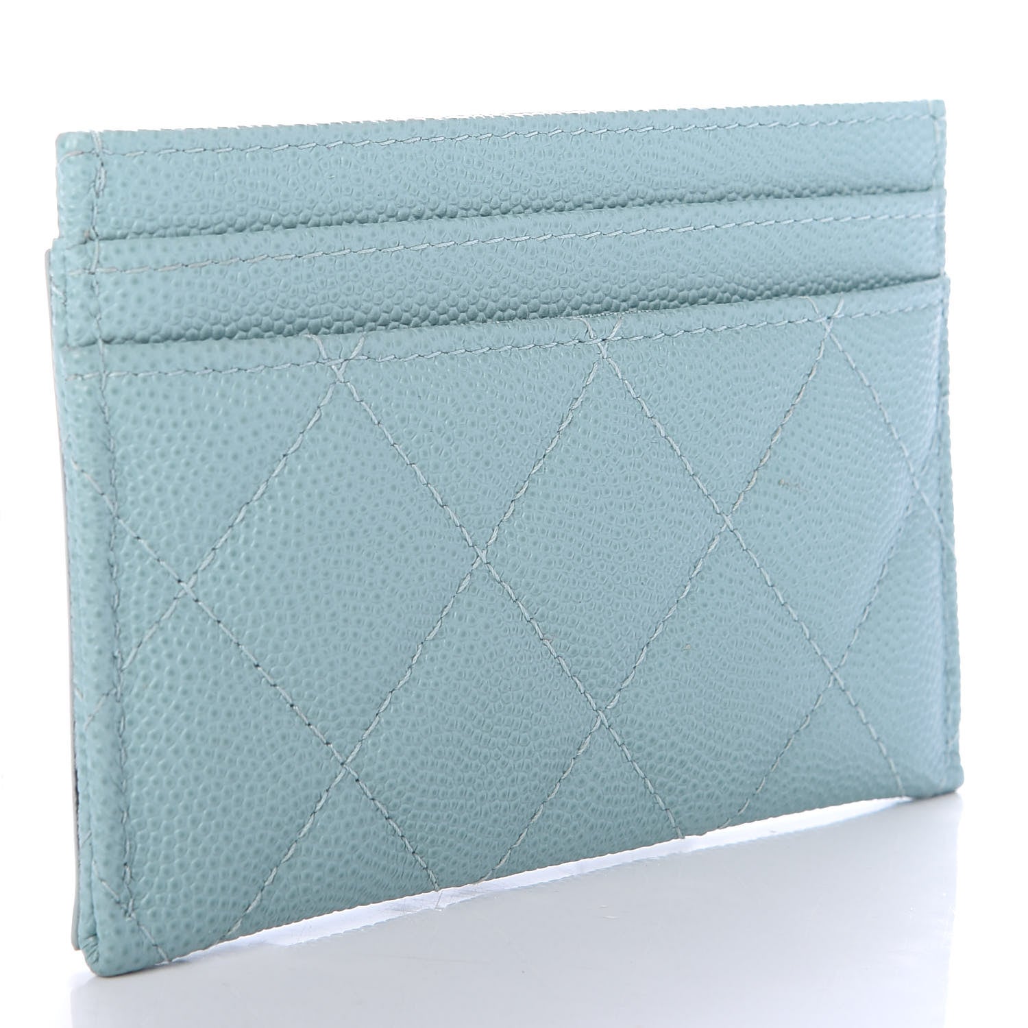 Chanel Caviar Quilted Filigree Card Holder Light Blue 3 of 9