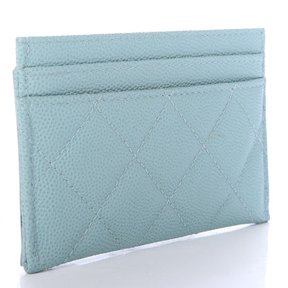Chanel Caviar Quilted Filigree Card Holder Light Blue 3 of 9