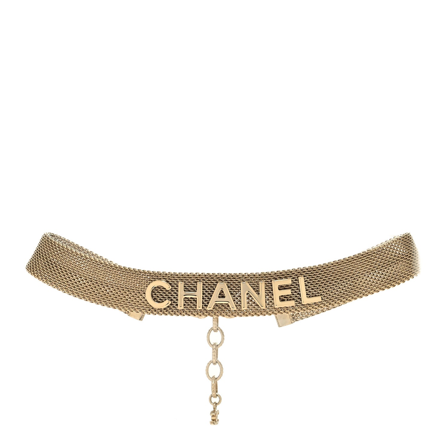 Chanel Mesh Ribbon Choker Necklace Gold 1 of 5