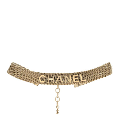 Chanel Mesh Ribbon Choker Necklace Gold 1 of 5