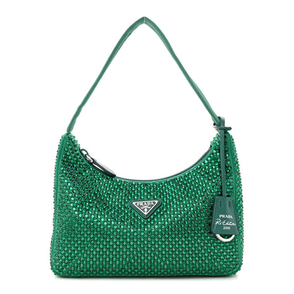 Prada Satin Crystal Mini Re-Edition 2000 Bag Mango 1 of 9
