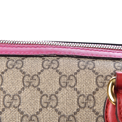 Gucci GG Supreme Monogram Medium Boston Beige Hibiscus Red New Rosette 16 of 33