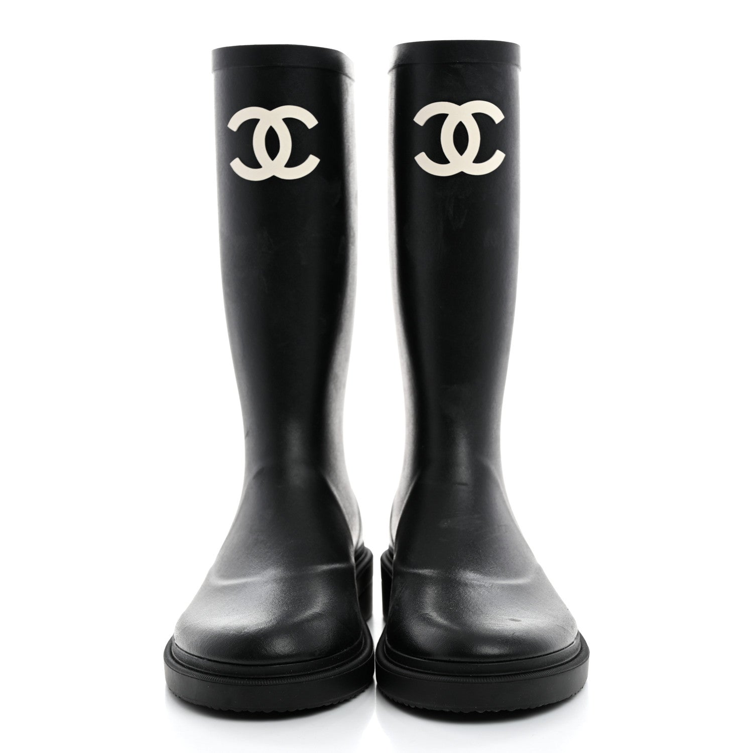 Chanel Caoutchouk CC High Boots 37 Black 2 of 9