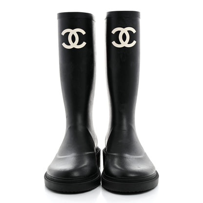 Chanel Caoutchouk CC High Boots 37 Black 2 of 9