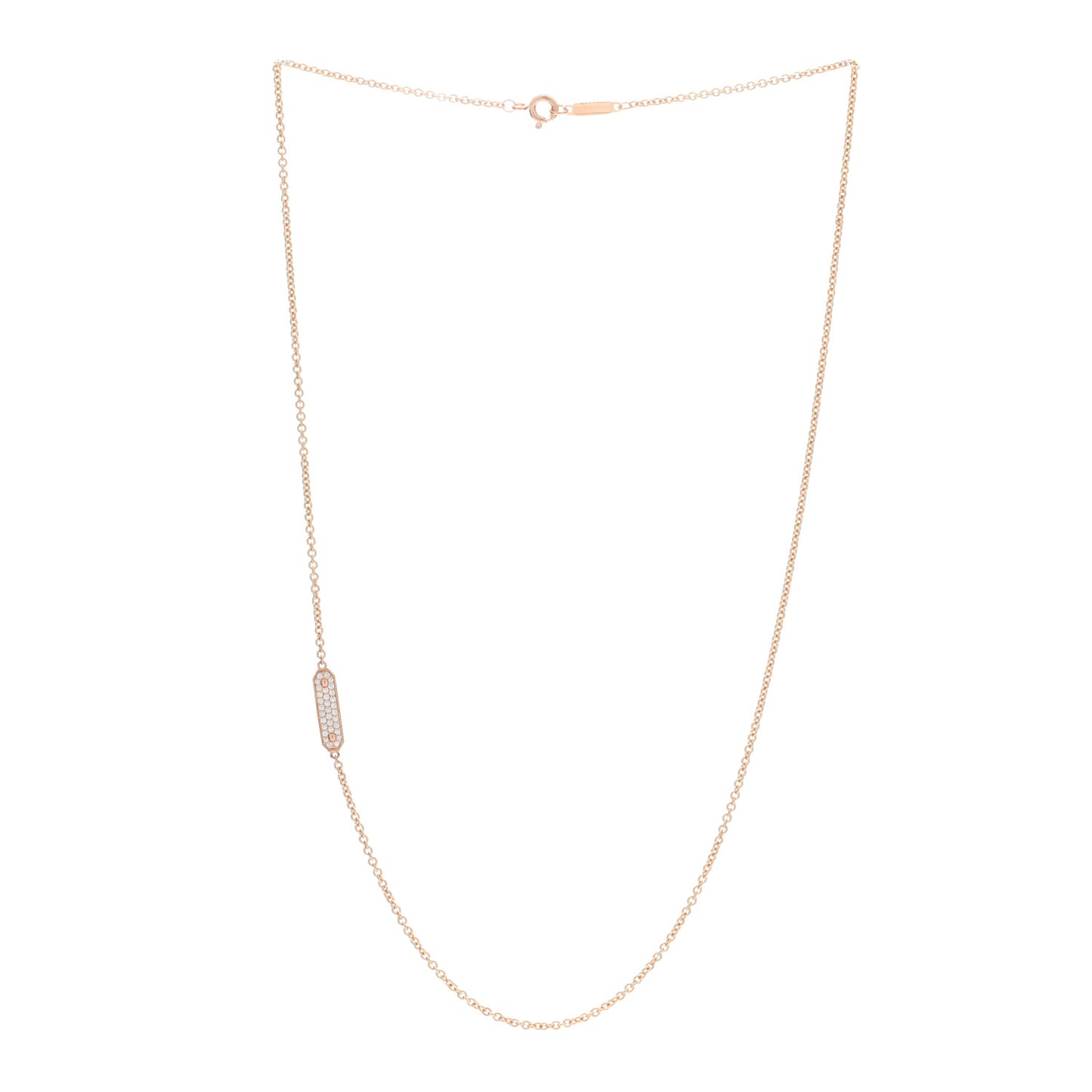 18K Rose Gold Diamond Tag Chain Necklace