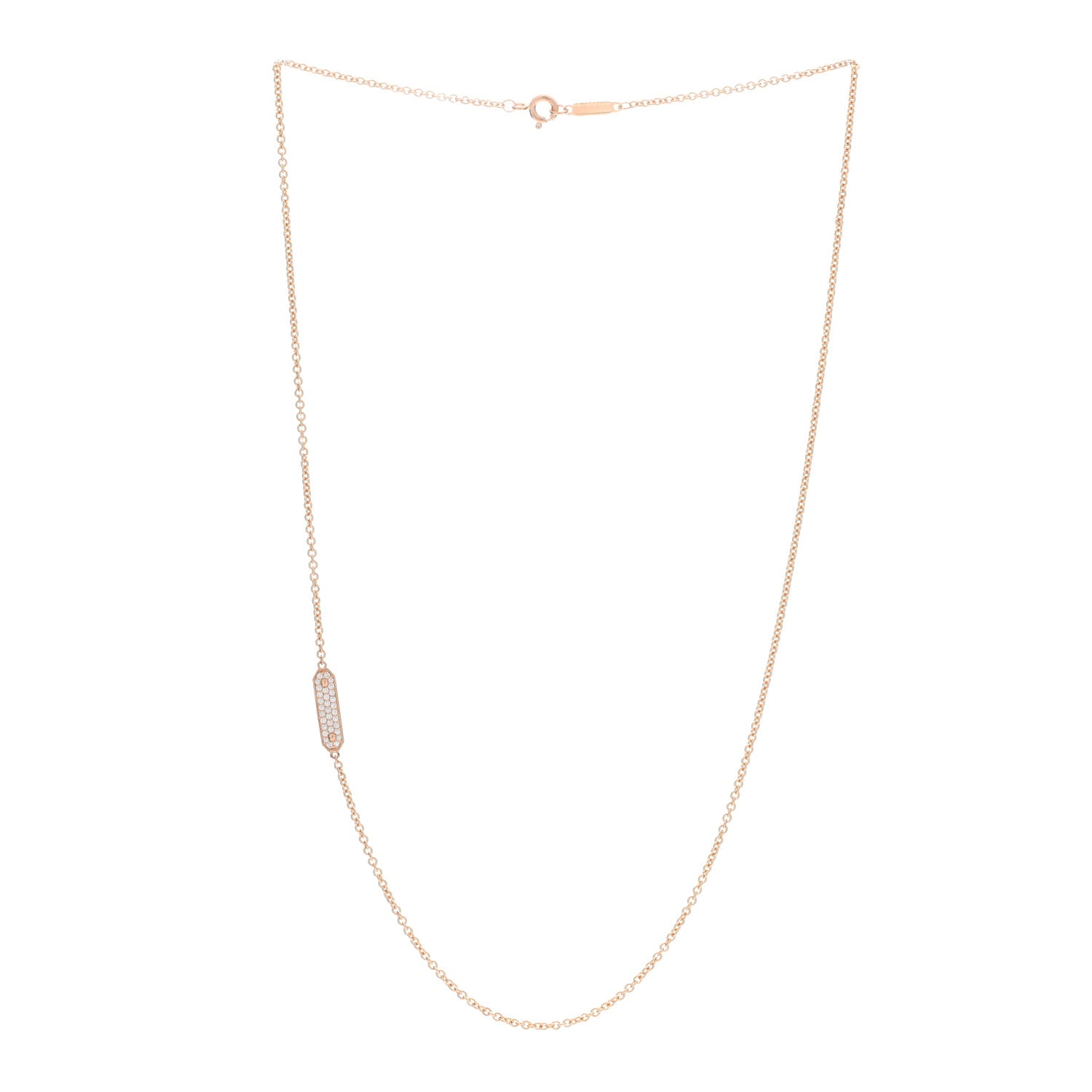 Tiffany 18K Rose Gold Diamond Tag Chain Necklace 3 of 5
