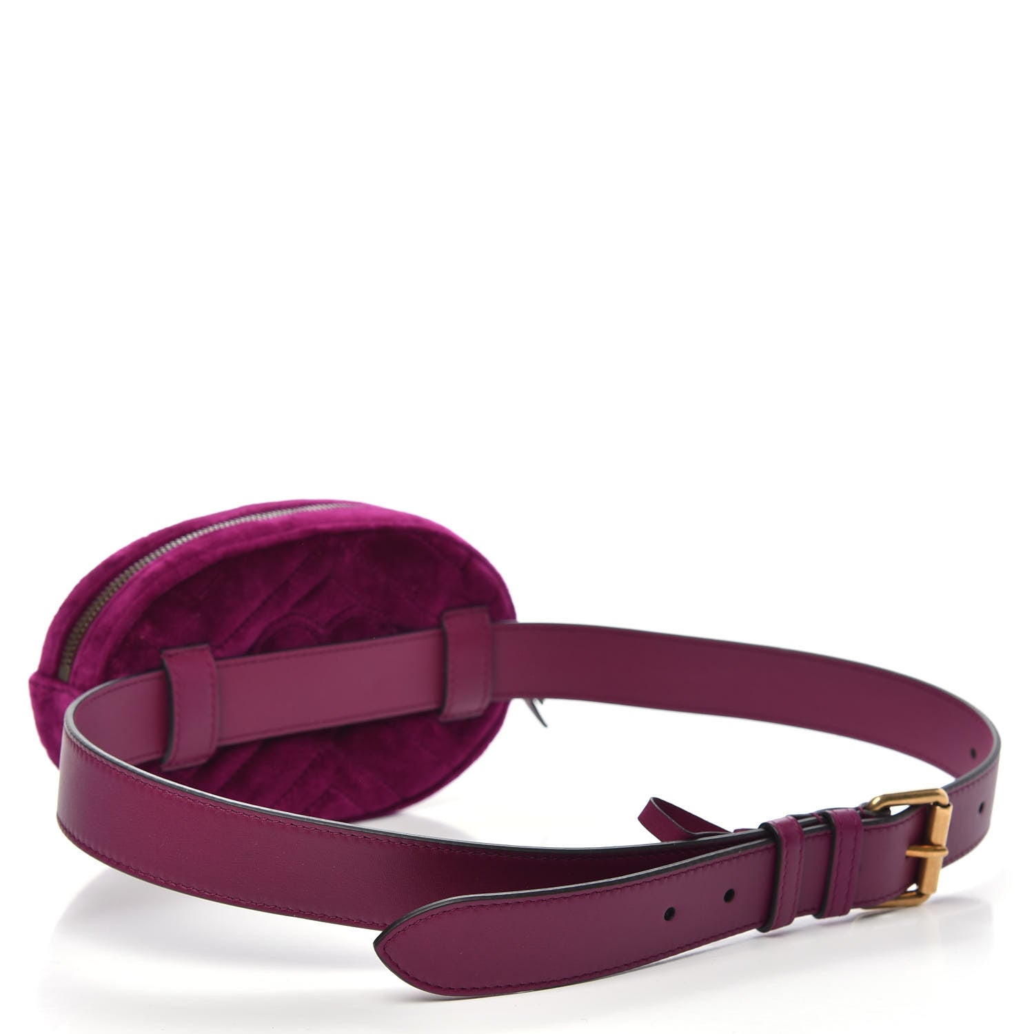 Gucci Velvet Matelasse GG Marmont Belt Bag 85 34 Fuchsia Violet Cyclamen 3 of 11