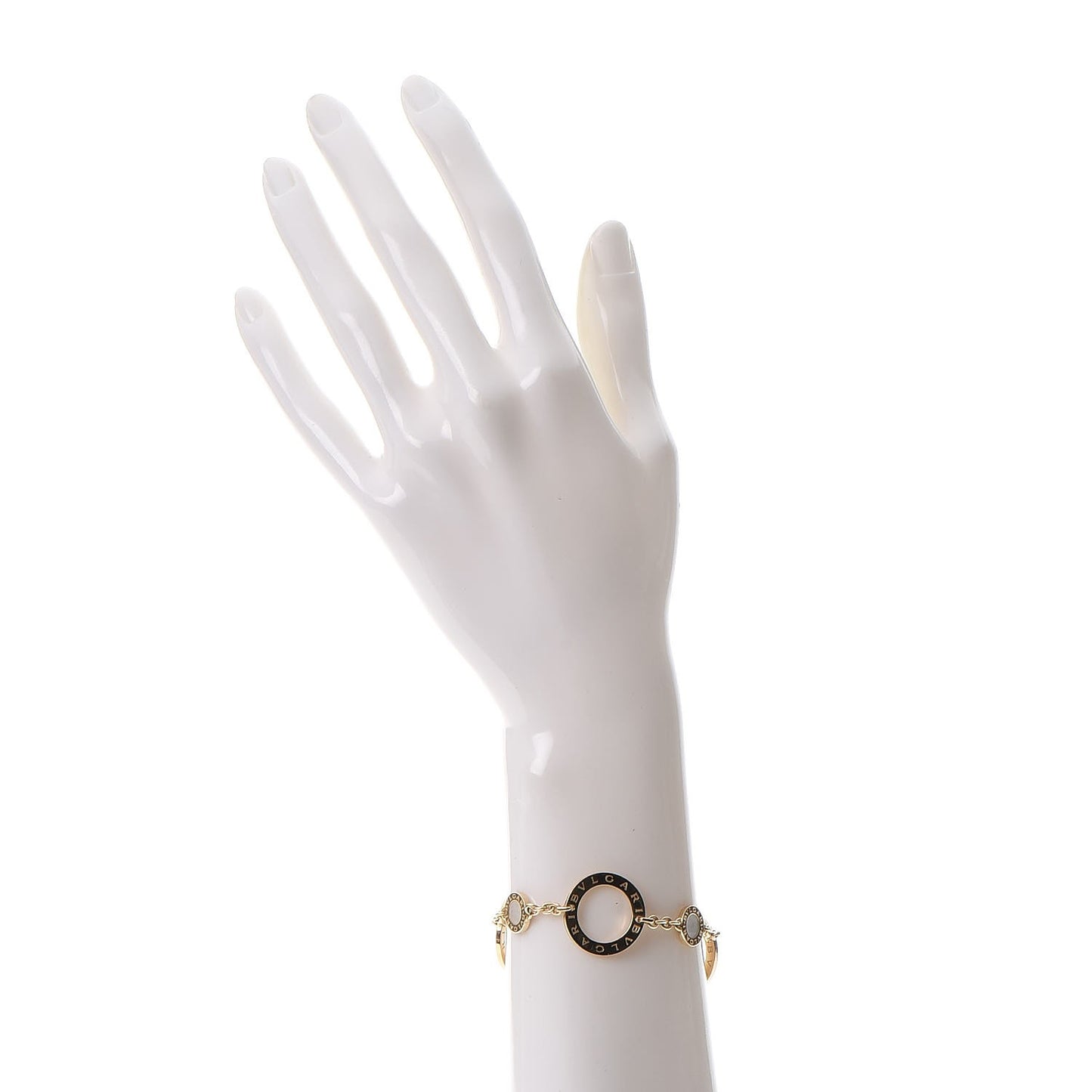 18K Yellow Gold Mother of Pearl Signature Chain Bracelet