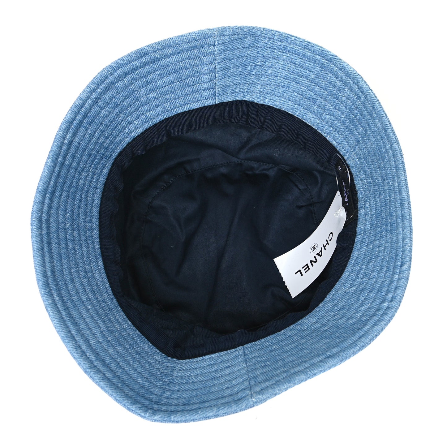 Denim Sequin Cloche Logo Bucket Hat M Blue