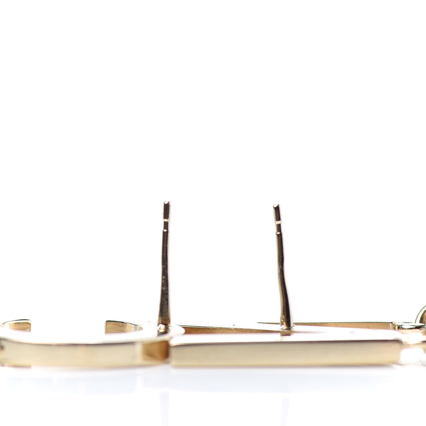 Metal Cha-Nel Logo Drop Earrings Gold