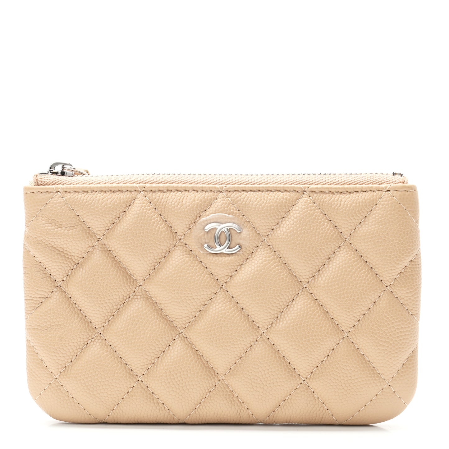Caviar Quilted Small Cosmetic Case Beige