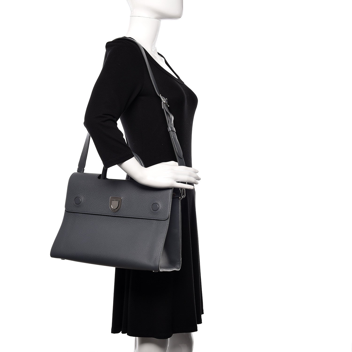 Christian Dior Bullcalf Large Diorever Flap Meteorite Grey 2 of 12