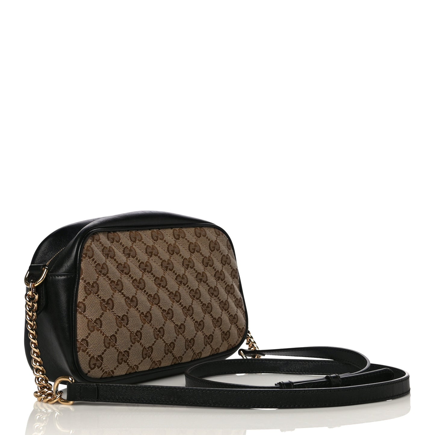 Monogram Matelasse Diagonal Small GG Marmont Chain Shoulder Bag Beige Black