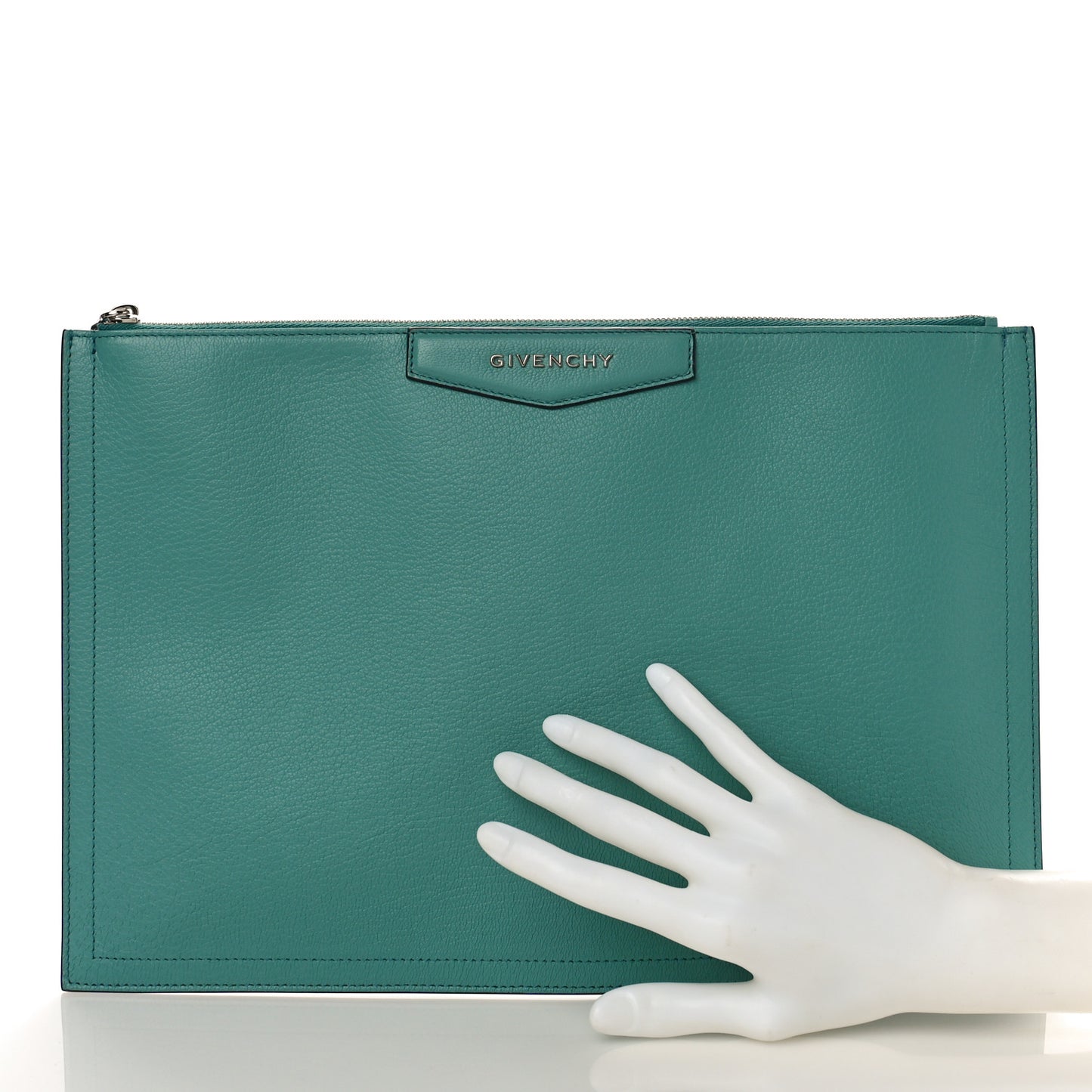 Sugar Goatskin Medium Antigona Pouch Aqua
