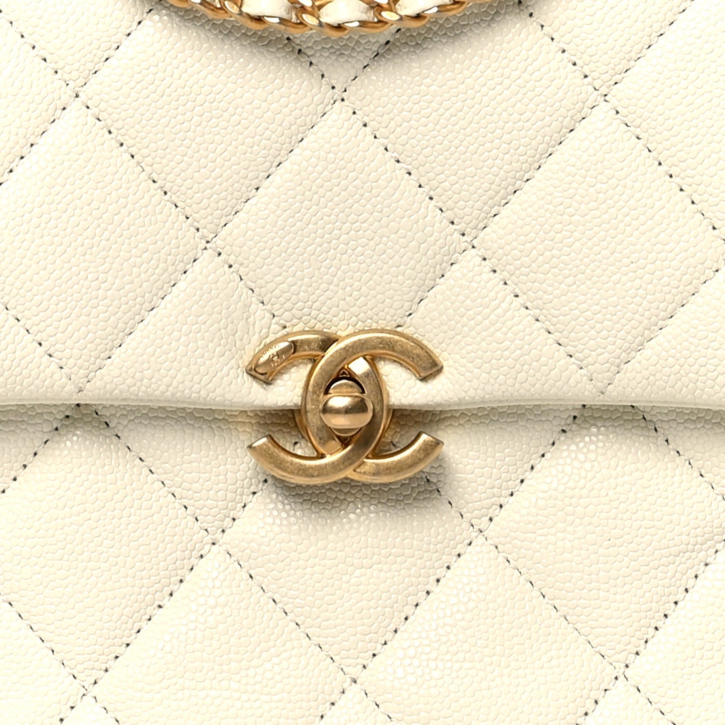 Shiny Caviar Quilted Chain Melody Backpack White