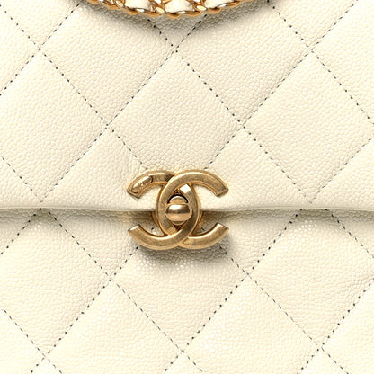 Chanel Shiny Caviar Quilted Chain Melody Backpack White 8 of 10