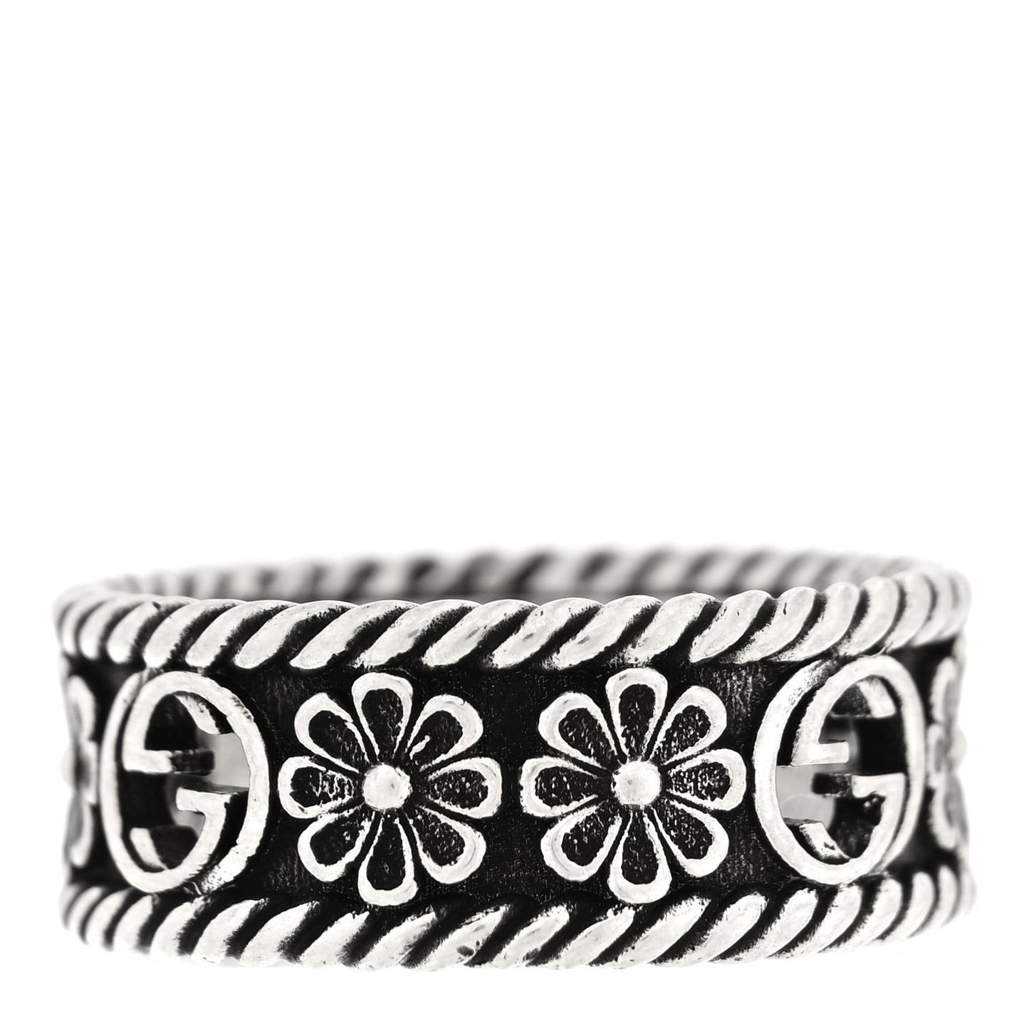 Sterling Silver Interlocking G Flower Ring 54 7