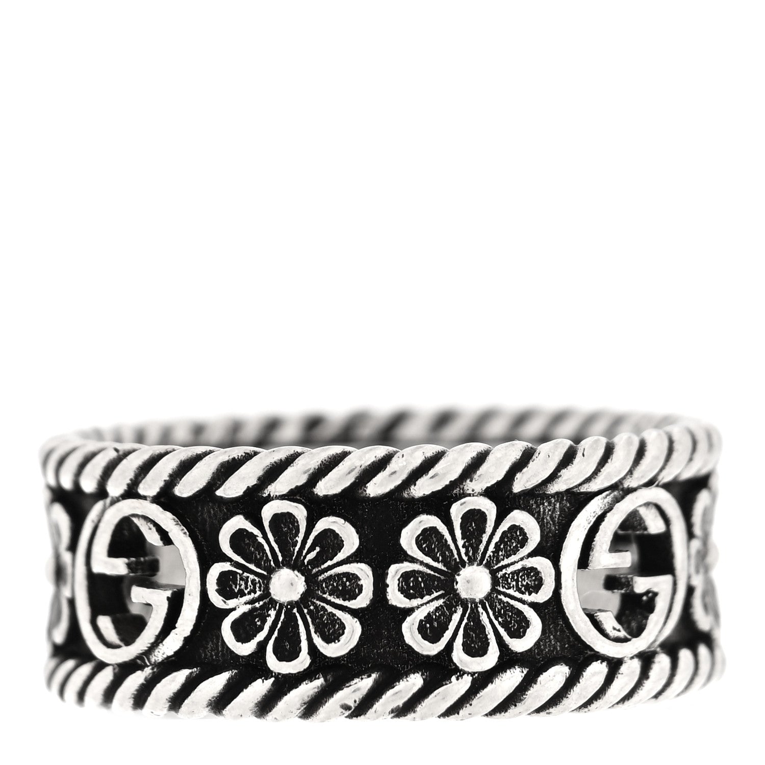 Gucci Sterling Silver Interlocking G Flower Ring 54 7 3 of 4