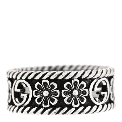 Gucci Sterling Silver Interlocking G Flower Ring 54 7 3 of 4