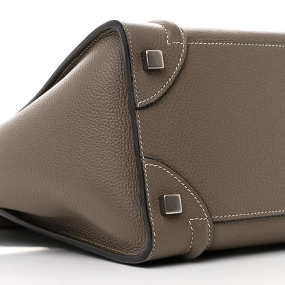 Celine Drummed Calfskin Micro Luggage Souris 9 of 10