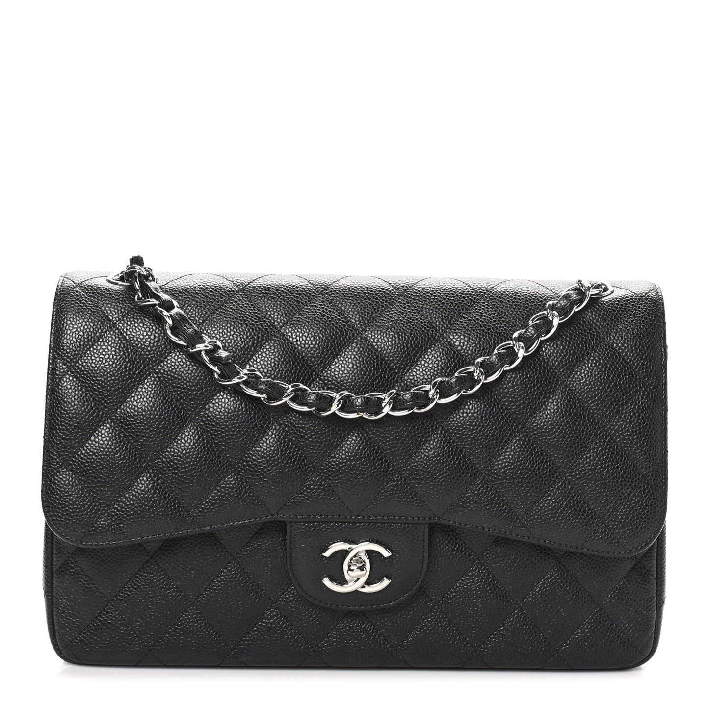 Caviar Quilted Jumbo Double Flap Black