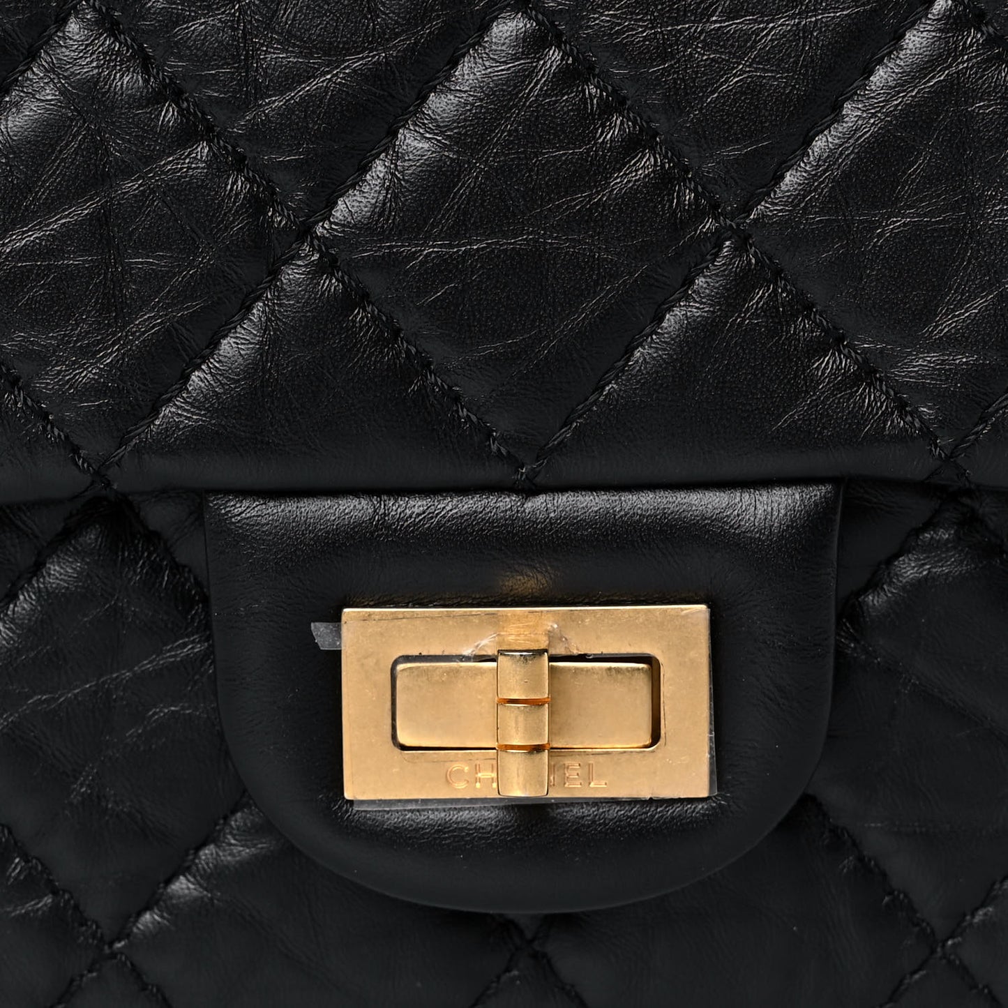 Aged Calfskin Quilted 2.55 Reissue 227 Flap Black